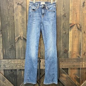 Jen7 by 7FAM Bootcut Jeans 2 High Rise Slight Flare Split Hem Stretch Denim 26